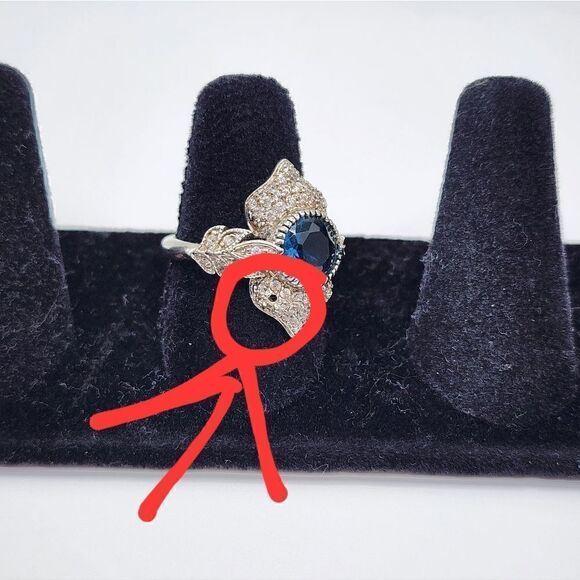 Art deco Silver Sapphire Ring - Picture 10 of 10